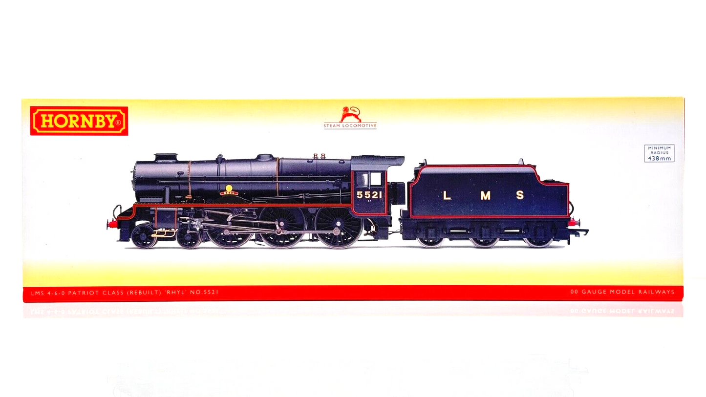 HORNBY 00 GAUGE - R3614 - LMS BLACK 4-6-0 PATRIOT CLASS (REBUILT) 'RHYL' NO.5521