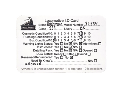 BACHMANN 00 GAUGE - 31-854 - BR BLACK 0-6-0 CLASS J39 LOCOMOTIVE 64960 UNBOXED