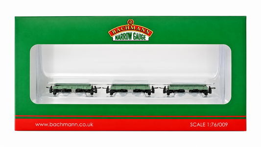 BACHMANN OO9 SCALE - 393-075 - SET OF 4 WHEEL SLATE WAGONS GREY WITH LOAD (W)